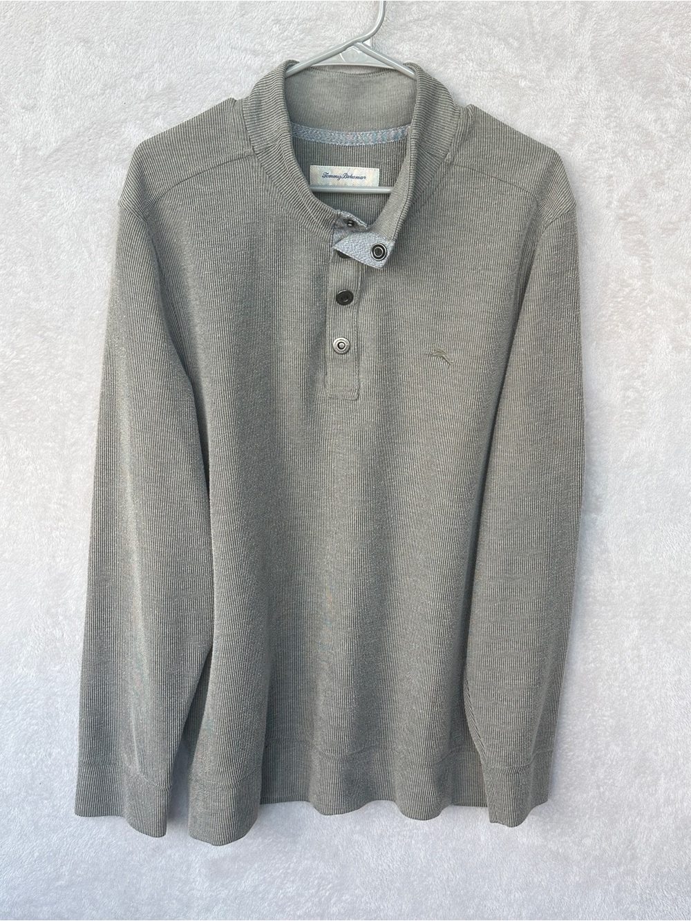 Vintage Tommy Bahama Sage Green Knit Henley Pullover